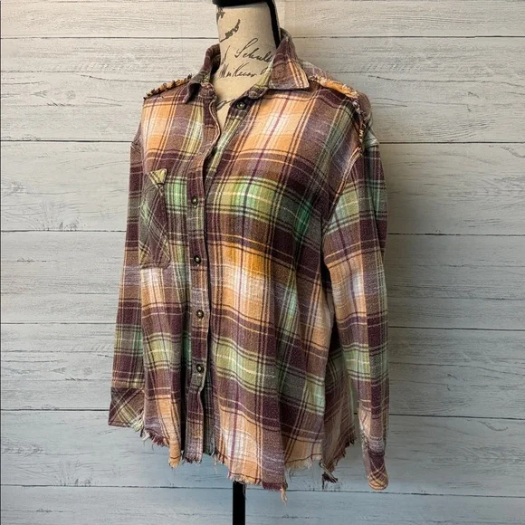 BDG Robbie Plaid Flannel Button-Up Shirt - Picture 2 of 7